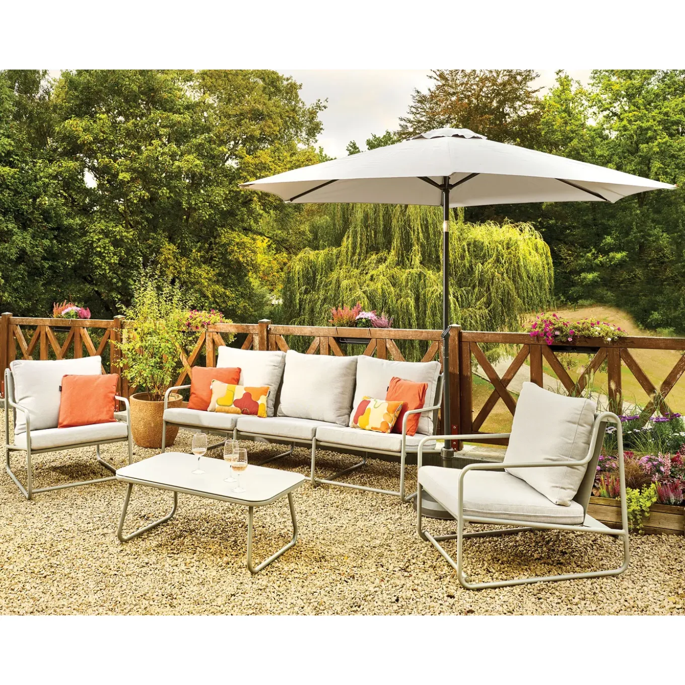 Central Park Loungeset Samos - Aluminium - Grijs - 91,5 x 354cm - 5 Personen