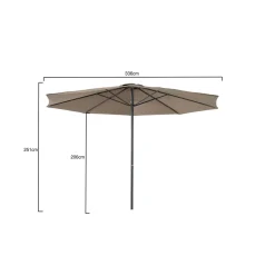 Central Park Parasol Sunny - D 350cm - Taupe - Met Opwindmechanisme 180g/m² Aluminium Mast