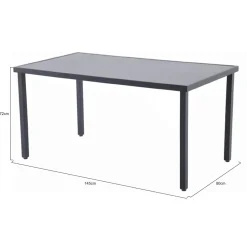 Central Park tuintafel Almunda aluminium/glas 145x80x72cm