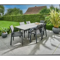 Central Park - Tuintafel - Andros - Aluminium/Glas 146x94x75cm - Uitschuifbaar (tot 219cm)