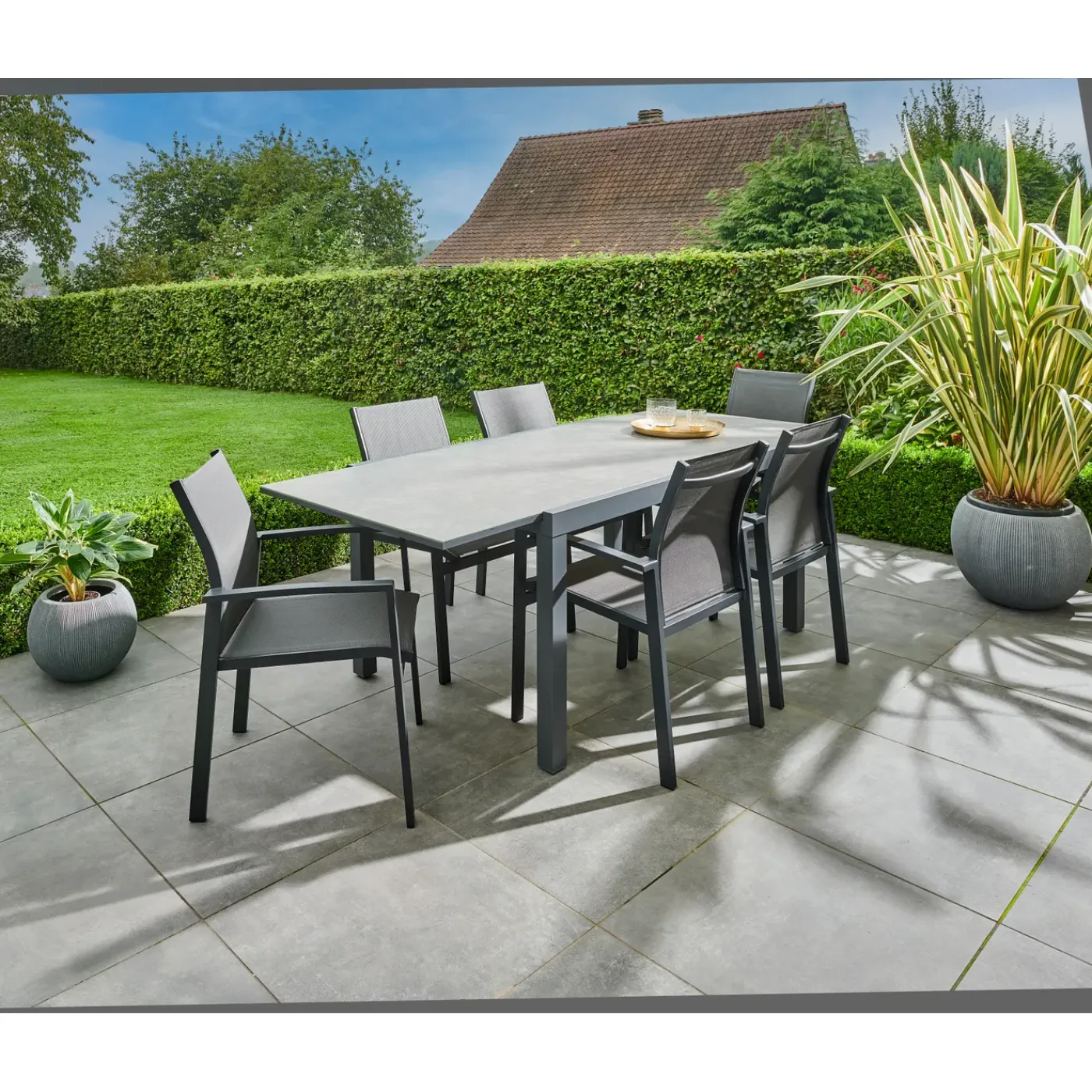 Central Park - Tuintafel - Andros - Aluminium/Glas 146x94x75cm - Uitschuifbaar (tot 219cm)