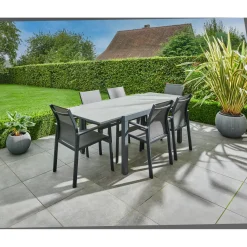 Central Park - Tuintafel - Andros - Aluminium/Glas 146x94x75cm - Uitschuifbaar (tot 219cm)