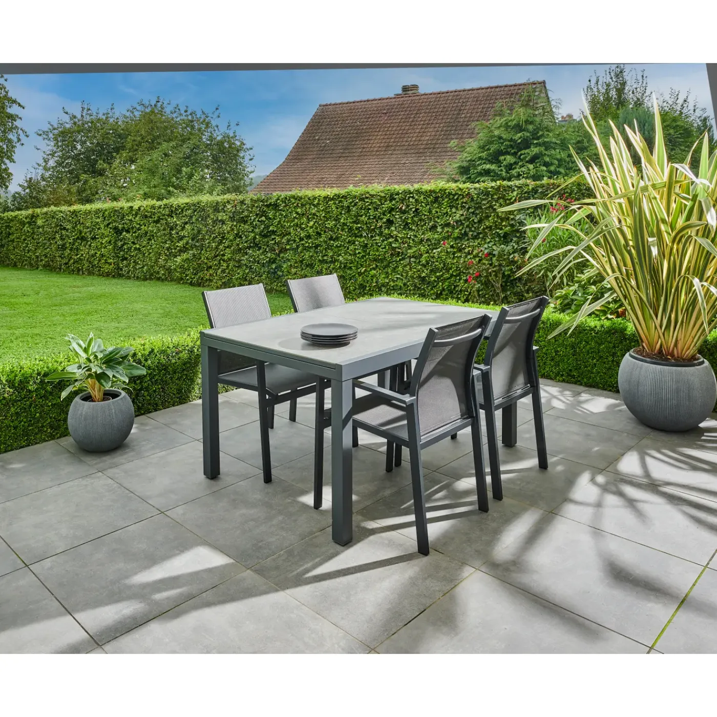 Central Park - Tuintafel - Andros - Aluminium/Glas 146x94x75cm - Uitschuifbaar (tot 219cm)