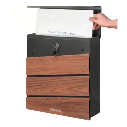 Central Park Wandbrievenbus Mailpal 900WD - Staal - Zwart-Bruin - 36,5x41x16,5cm