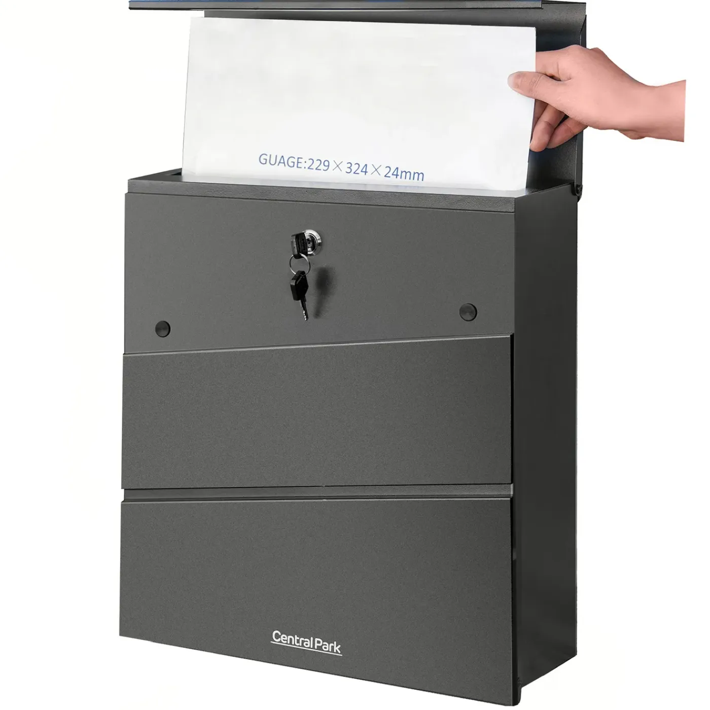 Central Park Wandbrievenbus Mailpal 900B - Staal - Zwart - 36,5x41x16,5cm