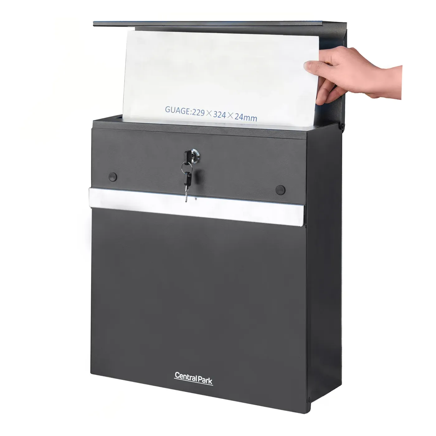 Central Park Wandbrievenbus Mailpal 901B - Staal - Zwart - 36,5x41x16,5cm