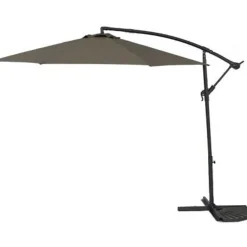 Central Park Zweefparasol Daze - D 290cm - Taupe - Met Opwindmechanisme Kantelbaar 180g/m² Stalen Mast