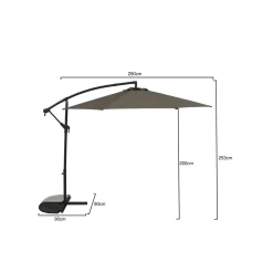 Central Park Zweefparasol Daze - D 290cm - Taupe - Met Opwindmechanisme Kantelbaar 180g/m² Stalen Mast