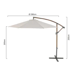 Central Park Zweefparasol Daze - D 300cm - Ecru - Met Opwindmechanisme 180g/m² - Stalen Mast