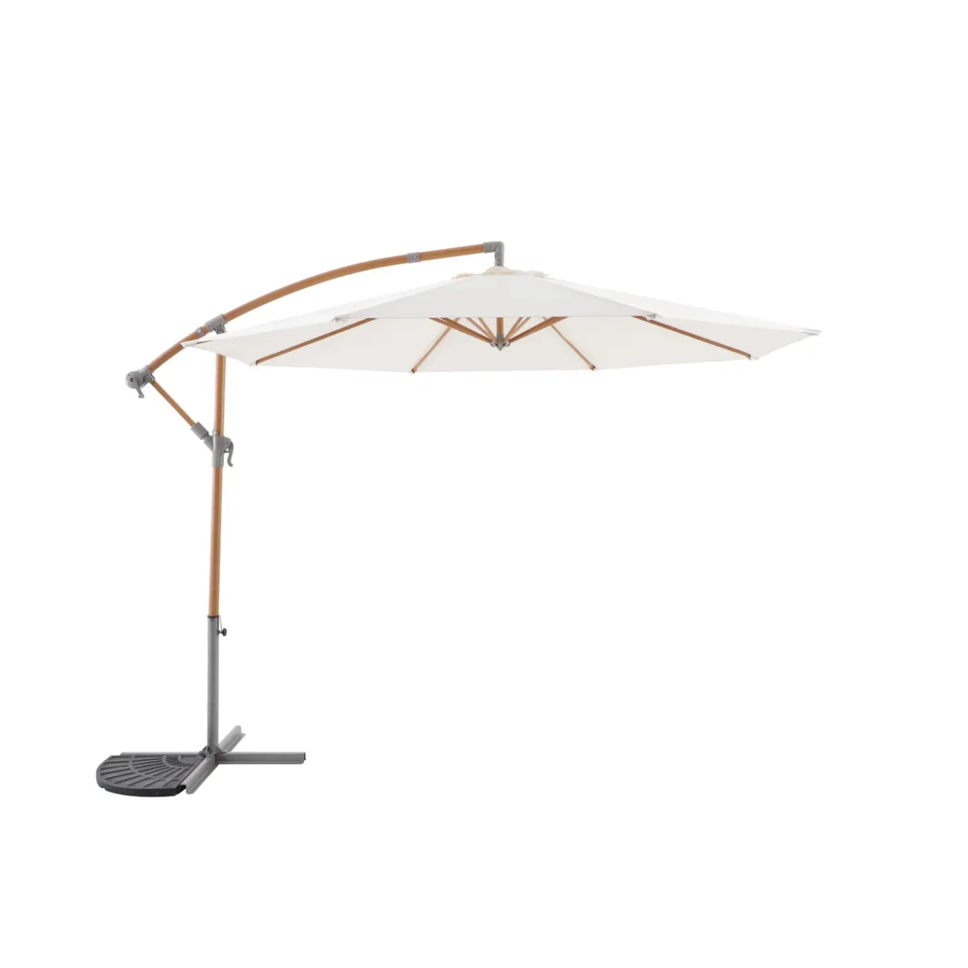 Central Park Zweefparasol Daze - D 300cm - Ecru - Met Opwindmechanisme 180g/m² - Stalen Mast