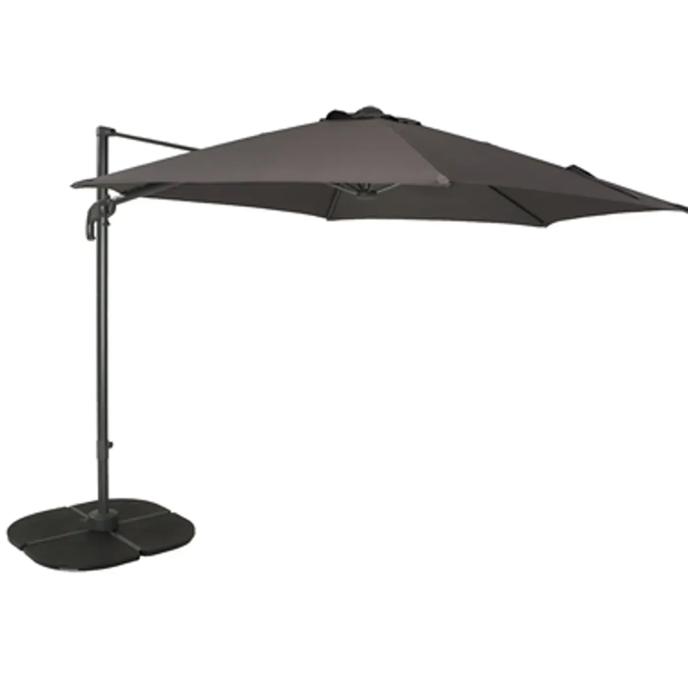 Central Park Zweefparasol Vive - D 290cm - Antraciet - 360° Draaibaar 180g/m² Aluminium Mast