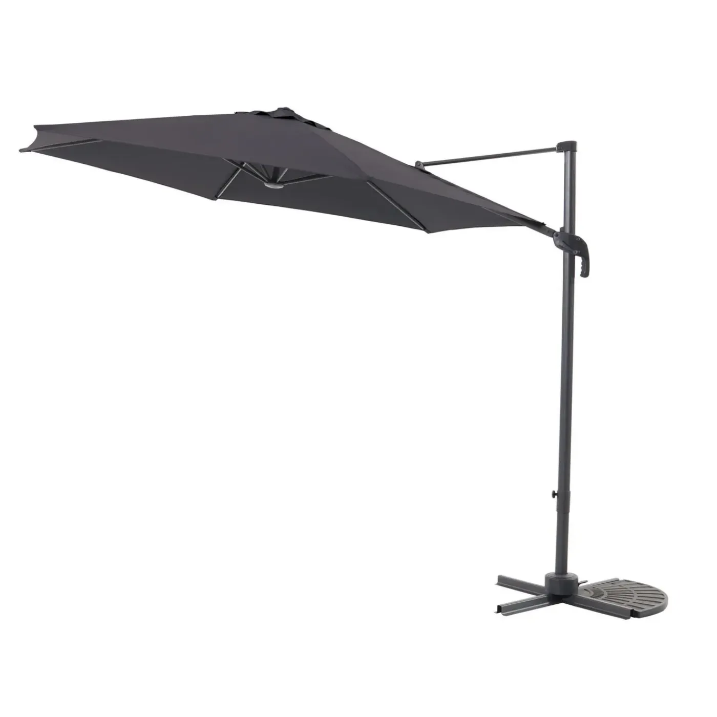Central Park Zweefparasol Vive - D 290cm - Antraciet - 360° Draaibaar 180g/m² Aluminium Mast