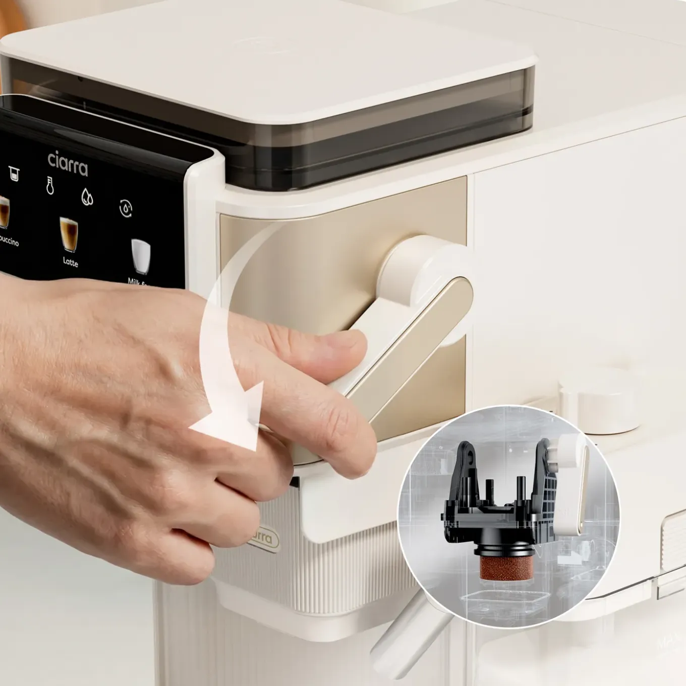 CIARRA Espressomachines - Koffiezetapparaat met Bonenmaler Melkschuimer CBSACM-D6