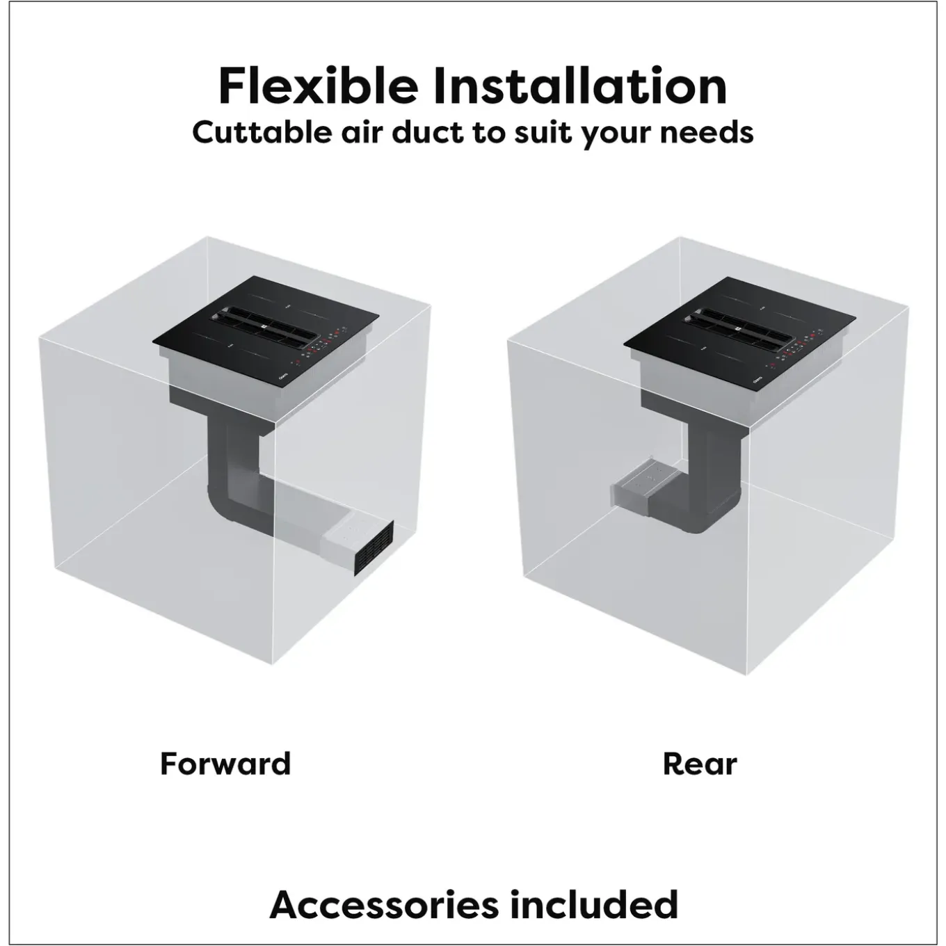 CIARRA Inbouw Inductiekookplaat met Afzuiging - 60 cm - 4 Zones met 2 Flexzone - Boost CBBEH594BBFF
