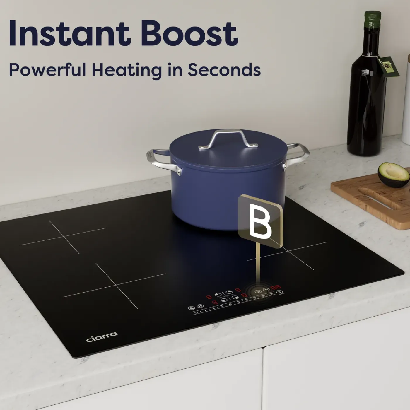 CIARRA Inbouw Inductiekookplaat 60cm - Inductie Kookplaat - 4 Zones - Boost 7200W VM4BBIH