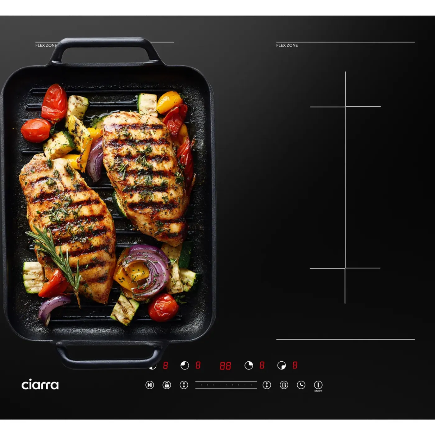 CIARRA Inbouw Inductiekookplaat - 60cm - 4 zones - Boost - 2 flexzones - 7200W VM4BFFBIH