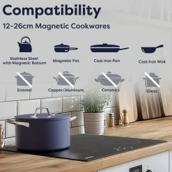 CIARRA Inbouw Inductie Kookplaat 60cm - 4 Zones - 9 Kookstanden - Timers - 6000W VM4BIH-E