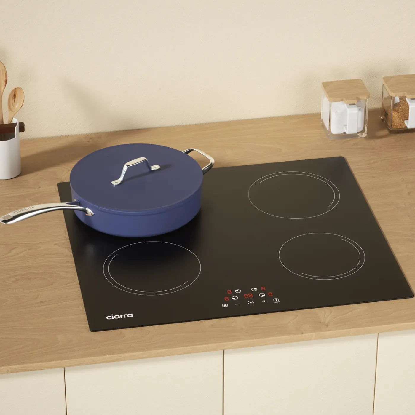 CIARRA Inbouw Inductie Kookplaat 60cm - 4 Zones - 9 Kookstanden - Timers - 6000W VM4BIH-E