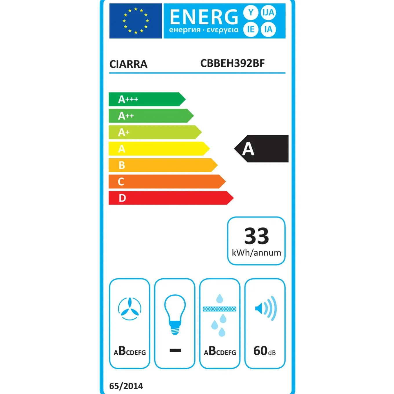 CIARRA Inductiekookplaat met afzuigkap - 2 zones met Flexzone - Boost - Timer 3565W CBBEH392BF
