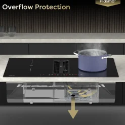 CIARRA Inductiekookplaat met Afzuigkap - 4 zones Plasma⁺ Boost - 2 Flex-Zone - 7165W CBBEH834BBFF
