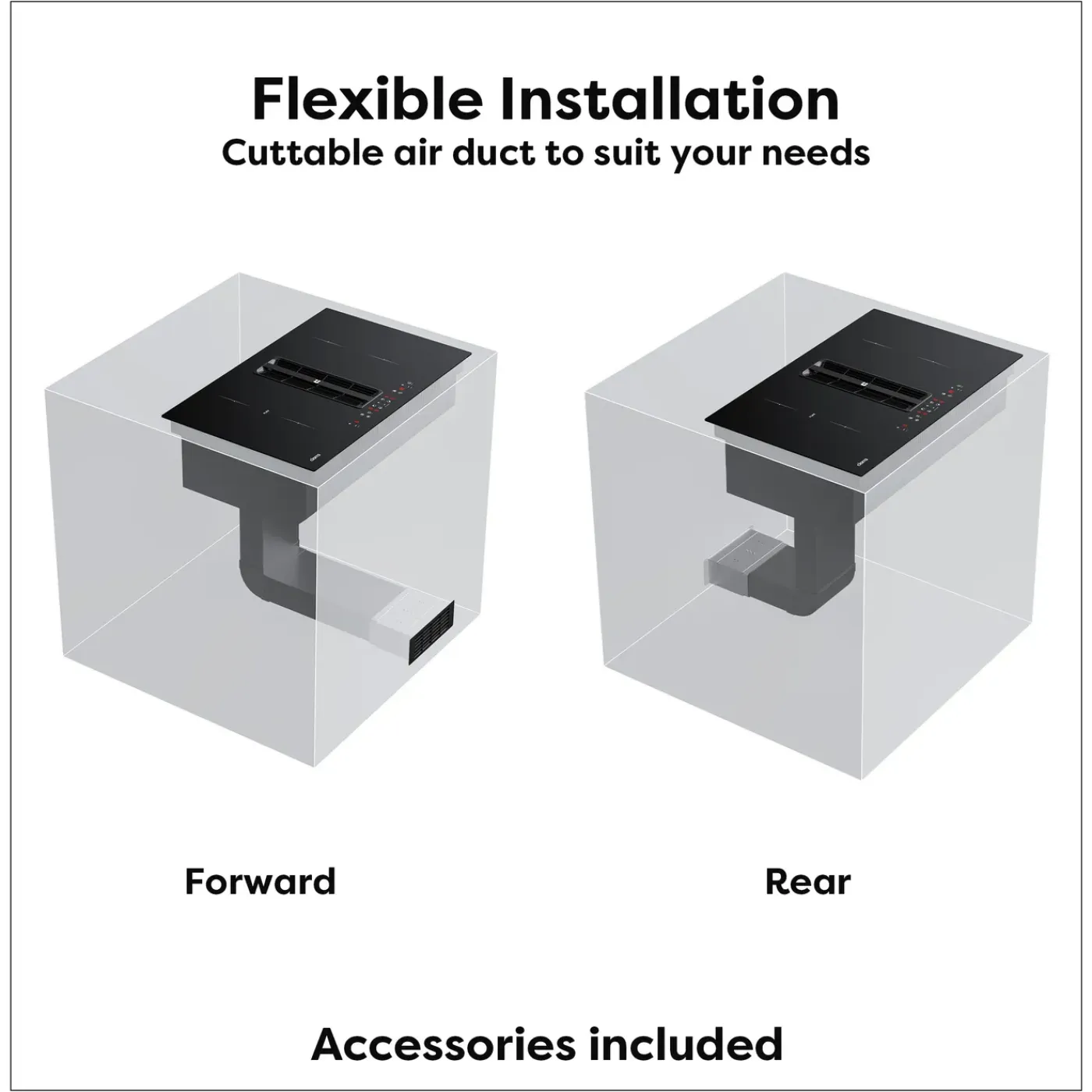 CIARRA Inductiekookplaat met Afzuigkap - 83cm 4 zones - Plasma⁺ Flex-Zone - Boost CBBEH834BBF