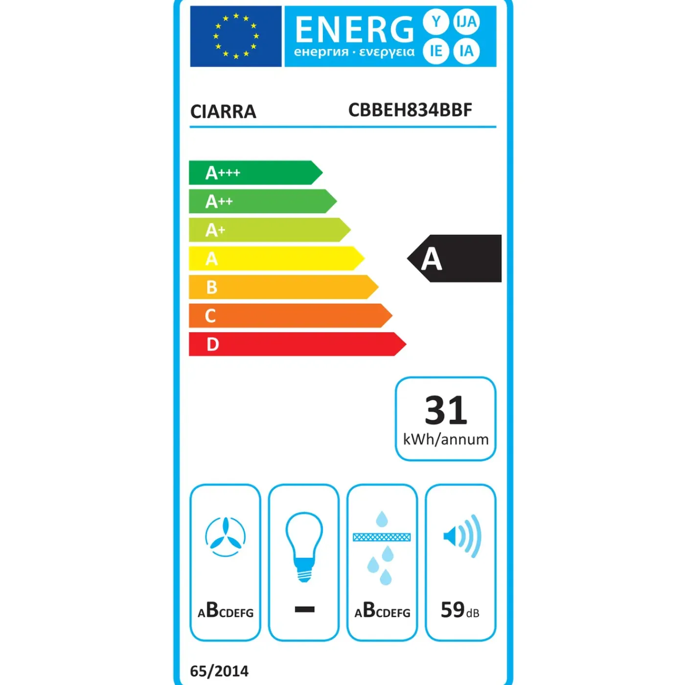 CIARRA Inductiekookplaat met Afzuigkap - 83cm 4 zones - Plasma⁺ Flex-Zone - Boost CBBEH834BBF