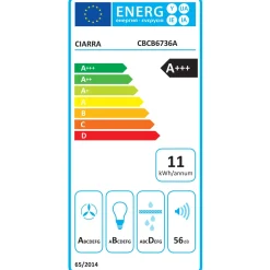 CIARRA Schuine Afzuigkap 60cm - A+++ 710 m³/u -Touch- & Gebaarbediening Glas CBCB6736A