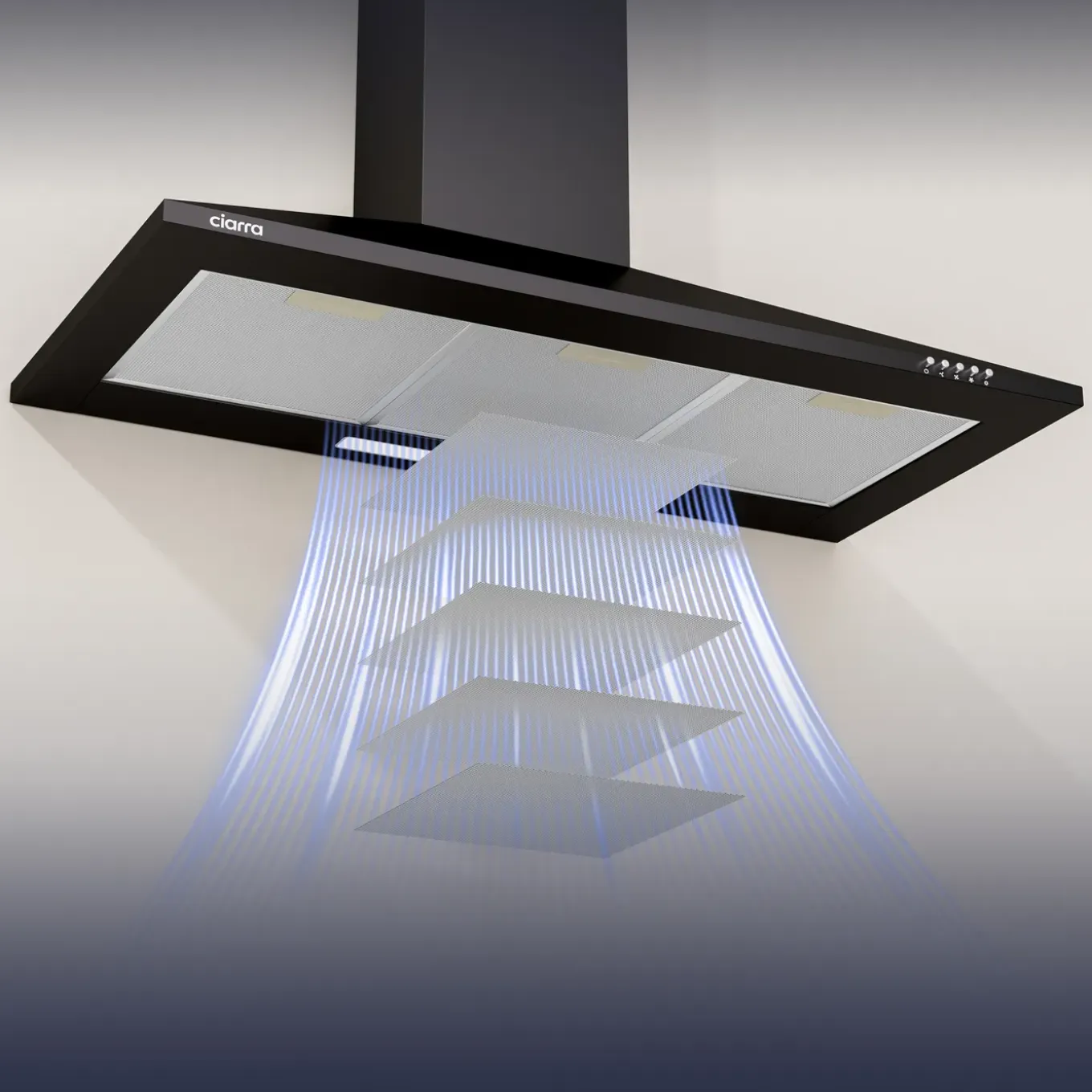 CIARRA Wandafzuigkap Afzuigkap 90 cm - A++ 406 m³/h - Recirculatie & Afvoer CBCB9201