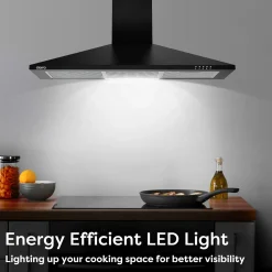 CIARRA Wandafzuigkap Afzuigkap - 90 cm 370 m³/u - LED-Verlichting Zwart CAB9201A