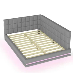 Cipacho - Elegante Slaapbank - Grijs - Multicolor Led - Usb-poort - 140x200cm