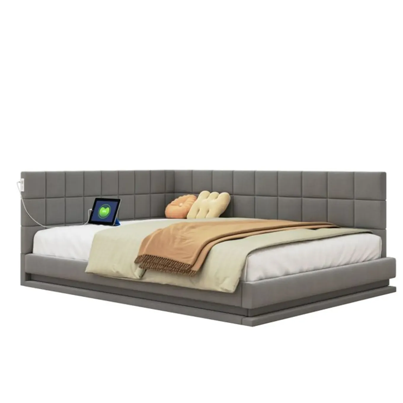 Cipacho - Elegante Slaapbank - Grijs - Multicolor Led - Usb-poort - 140x200cm