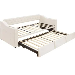 CIPACHO - Gestoffeerde Omvormbare Slaapbank - Beige Fluweel - Usb Usb-c - 90x190 Cm 180x190 Cm