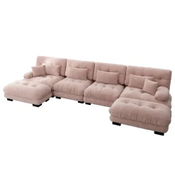 Cipacho - Modulaire Hoekbank - Cloud Couch - Roze - Vintage Chenille - 406x145x81 Cm
