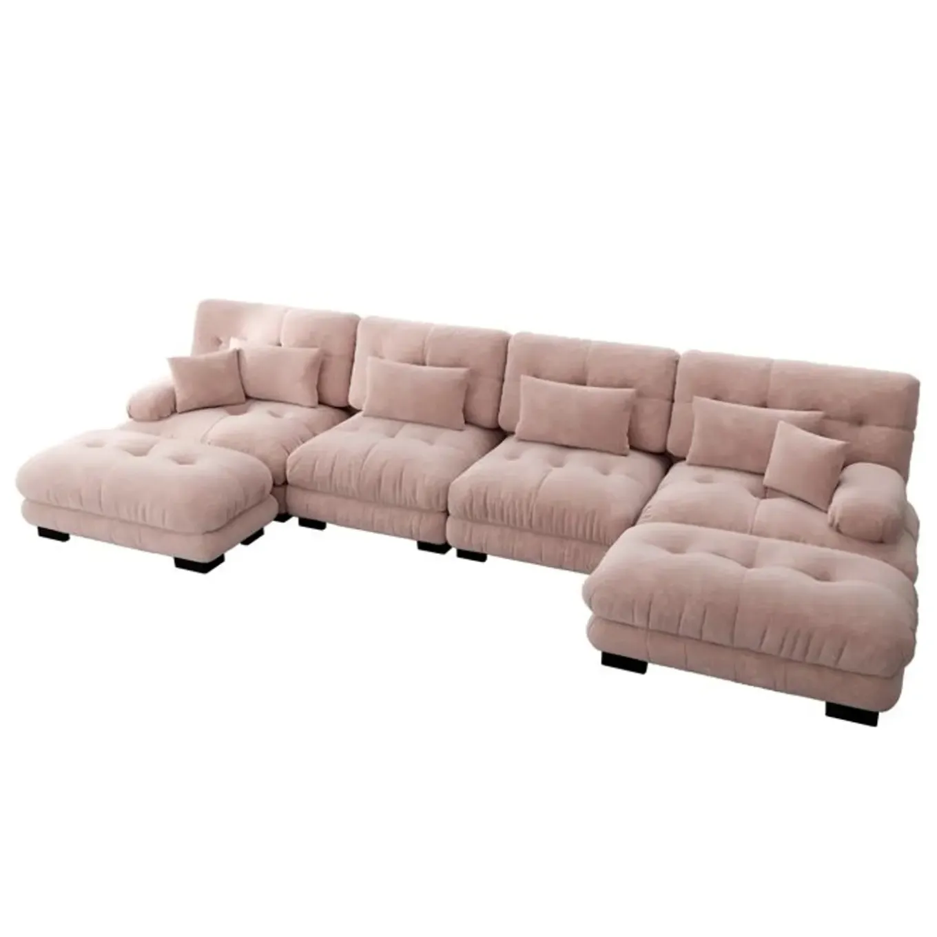 Cipacho - Modulaire Hoekbank - Cloud Couch - Roze - Vintage Chenille - 406x145x81 Cm