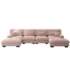 Cipacho - Modulaire Hoekbank - Cloud Couch - Roze - Vintage Chenille - 406x145x81 Cm