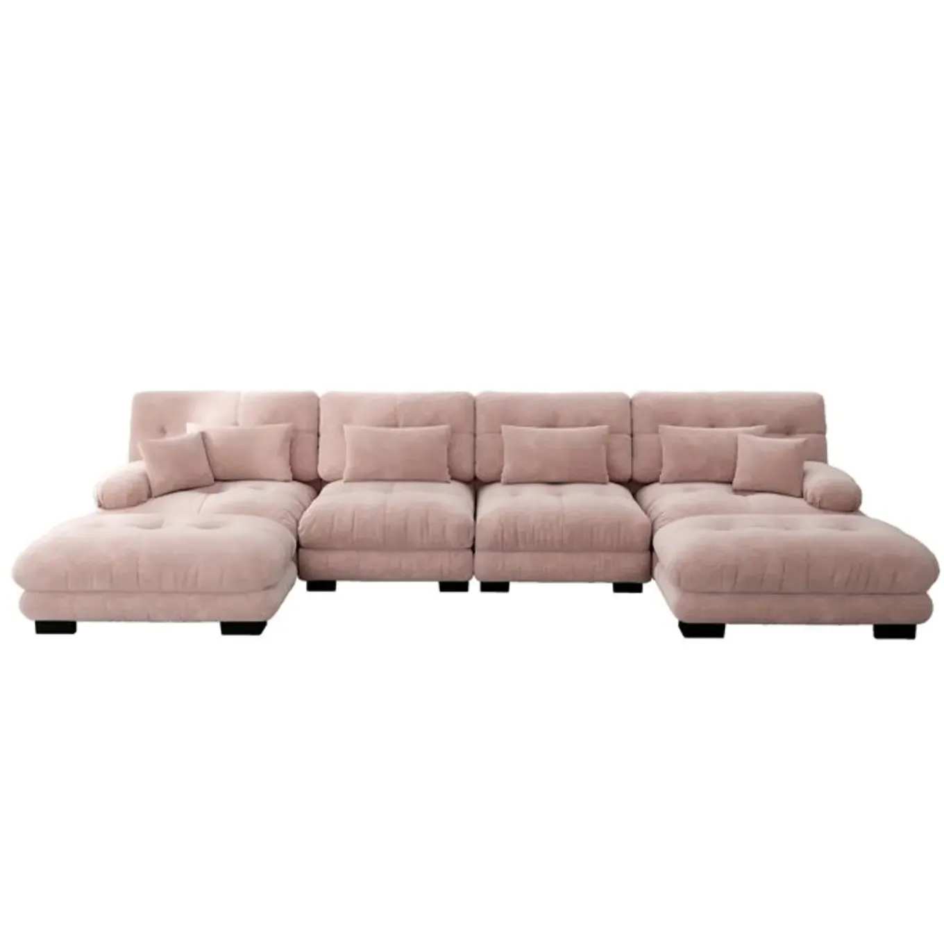 Cipacho - Modulaire Hoekbank - Cloud Couch - Roze - Vintage Chenille - 406x145x81 Cm