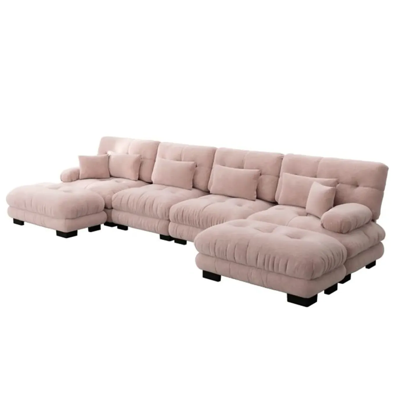 Cipacho - Modulaire Hoekbank - Cloud Couch - Roze - Vintage Chenille - 406x145x81 Cm