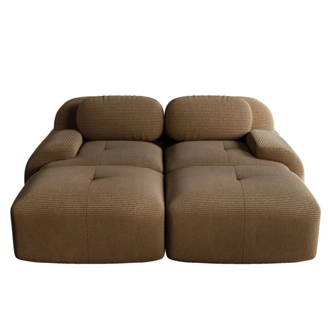 Cipacho - Modulair Hoekbank 2-zits In Ribfluweel - Bruin - 208x178x75 Cm