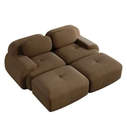 Cipacho - Modulair Hoekbank 2-zits In Ribfluweel - Bruin - 208x178x75 Cm