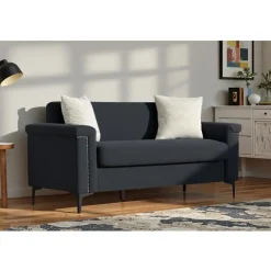 CIPACHO - Relaxbank 2-zits - Zwart Linnen - 174x73,5x81,5 Cm