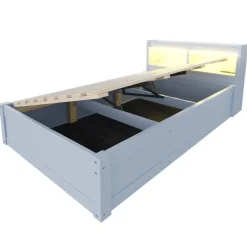 CIPACHO - Slaapbank - Grijs - Hydraulische Opbergruimte - 90x200 Cm