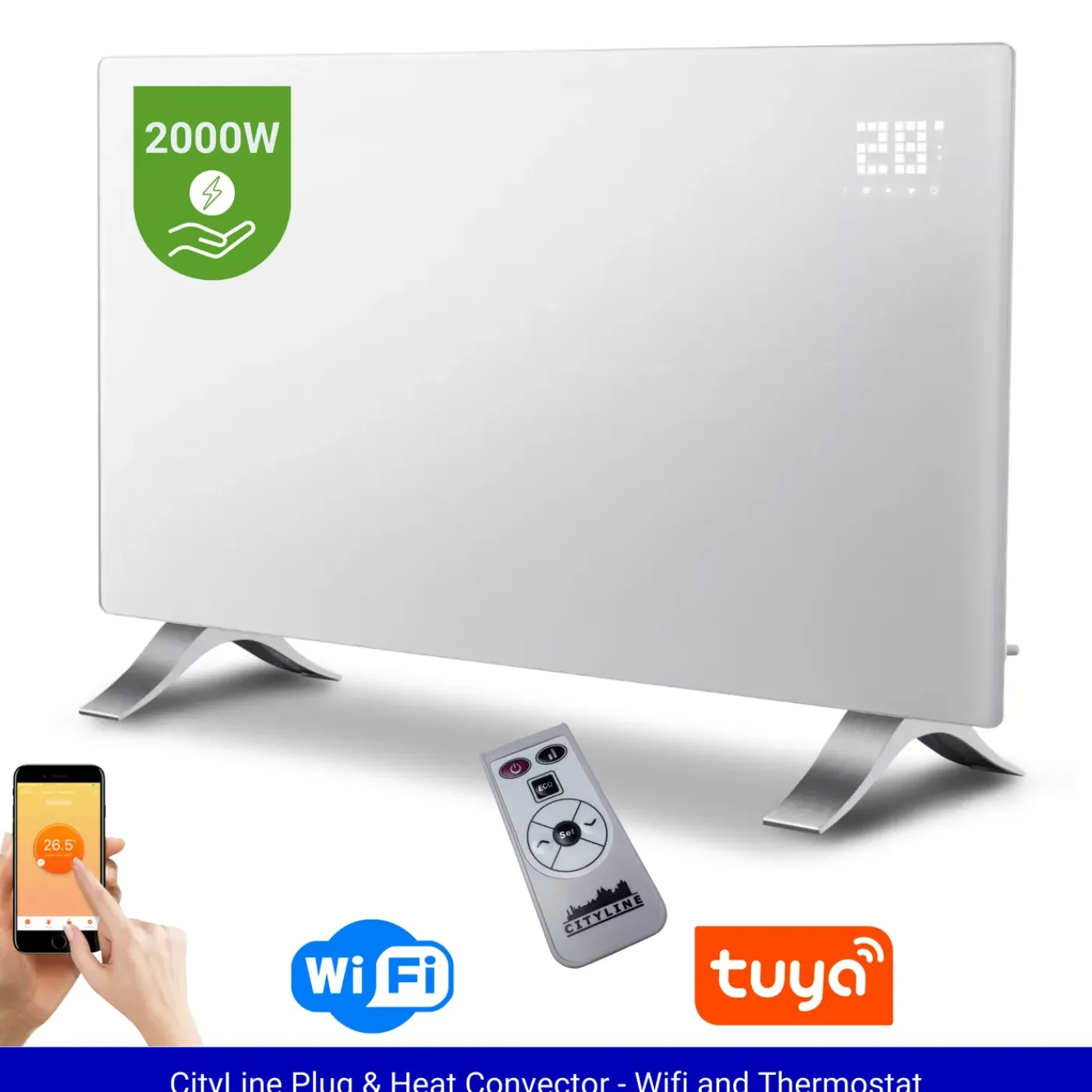 Cityline Elektrische Radiator - Smart - Convector - 1000/2000W - WiFi