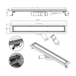 Cityline RVS Douchegoot Flex - 80 cm lengte - 360 graden draaibare uitloop - Lage inbouwdiepte