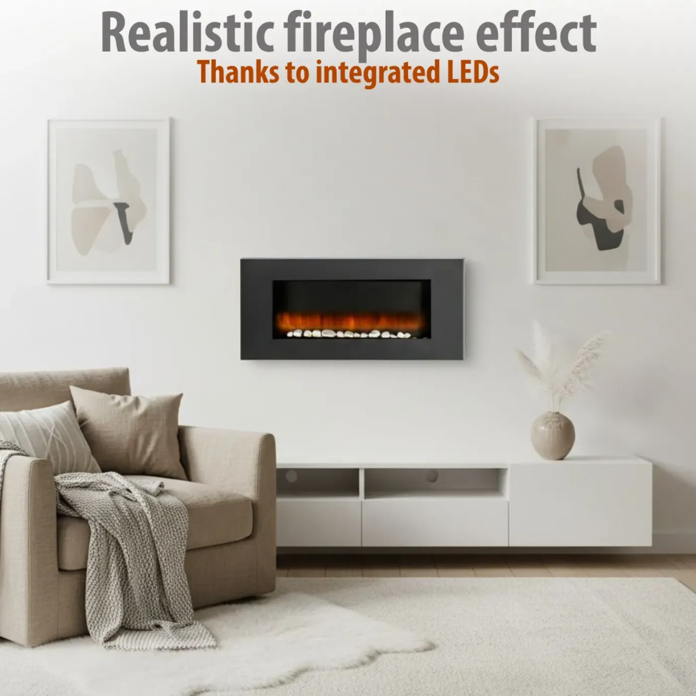 Classic Fire Electrisch 105x48x12cm Zwart