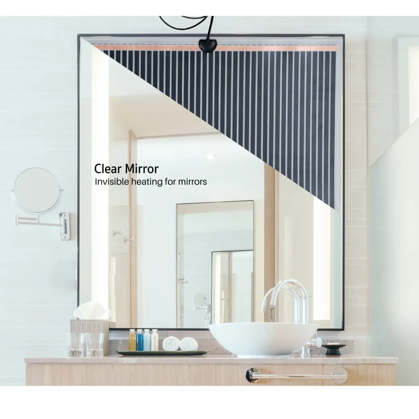 Clearmirror - Spiegelverwarming - 30 X 30 Cm - Zelfklevend - Geen beslagen spiegel meer