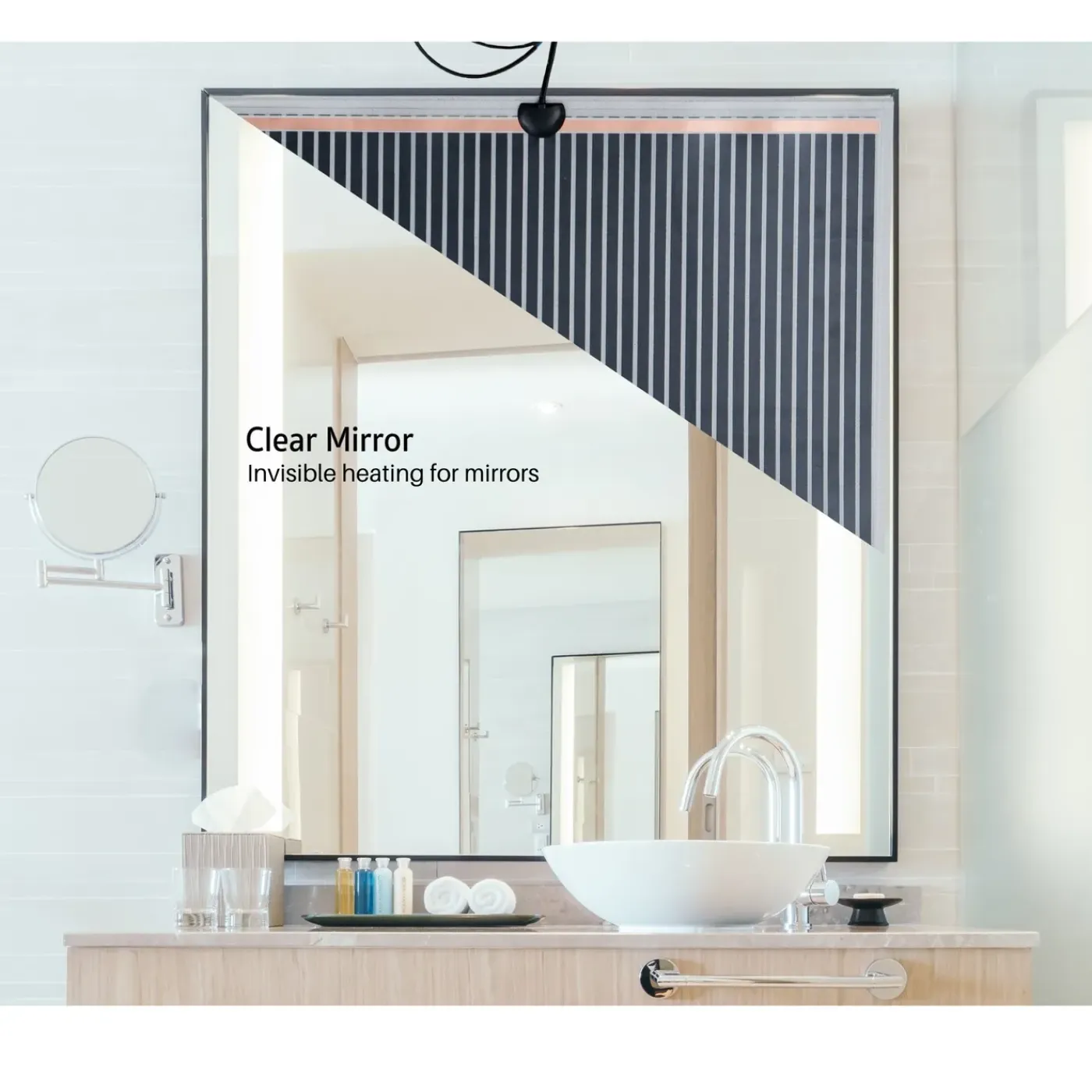 Clearmirror - Spiegelverwarming - 55 X 105 Cm - Zelfklevend - Geen Beslagen Spiegel Meer