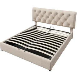 CollaHausse Collahause Gestoffeerd Bed 777898aan-beige-140x200cm-met Matras Lattenbodem Opbergruimte Stevig