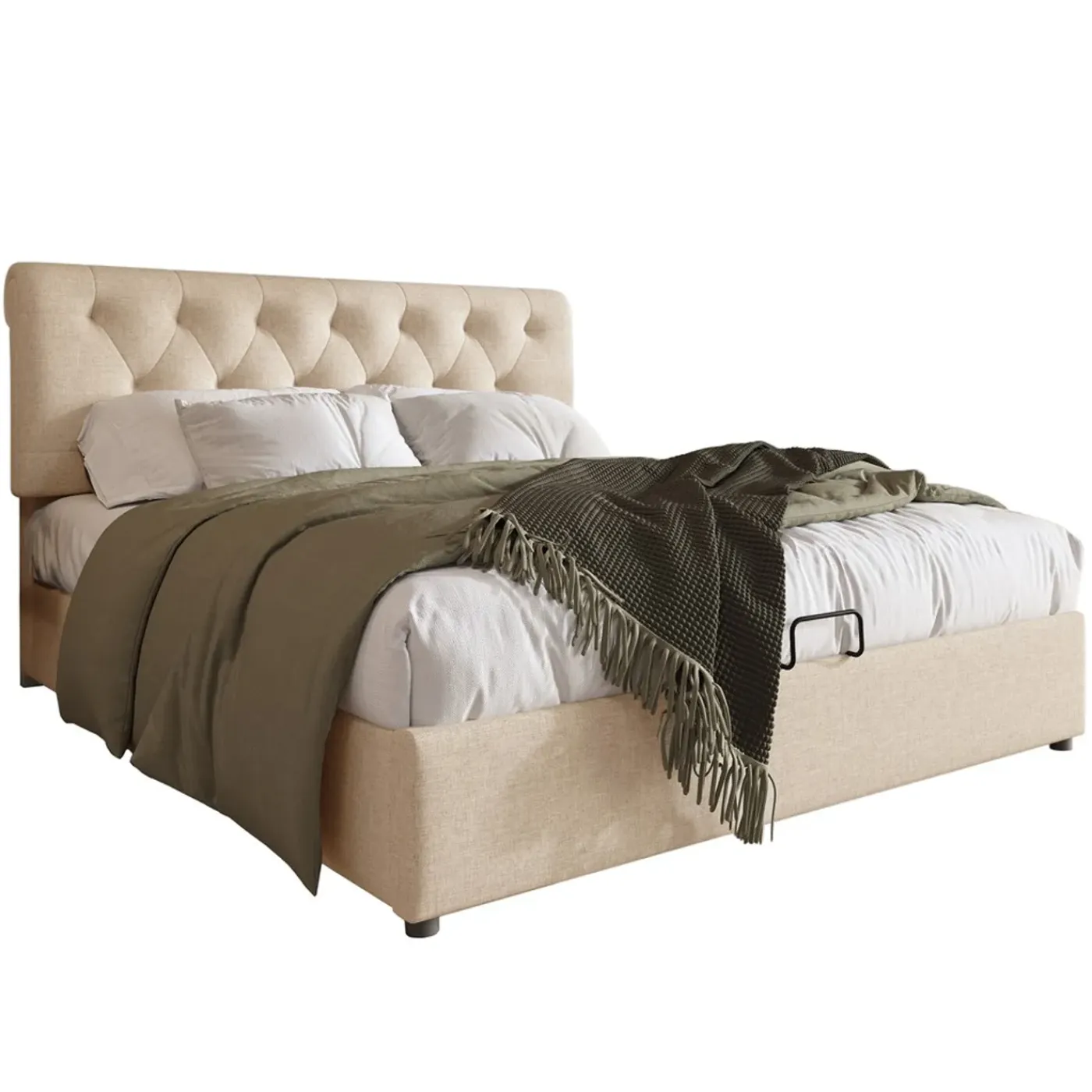 CollaHausse Collahause Gestoffeerd Bed 777898aan-beige-140x200cm-met Matras Lattenbodem Opbergruimte Stevig