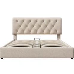 CollaHausse Collahause Gestoffeerd Bed 777898aan-beige-140x200cm-met Matras Lattenbodem Opbergruimte Stevig