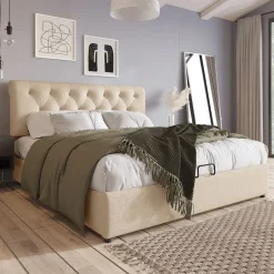 CollaHausse Collahause Gestoffeerd Bed 777898aan-beige-140x200cm-met Matras Lattenbodem Opbergruimte Stevig